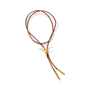 Gold Plated Longhorn Bolo Tie (Tan)