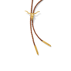 Gold Plated Longhorn Bolo Tie (Tan)