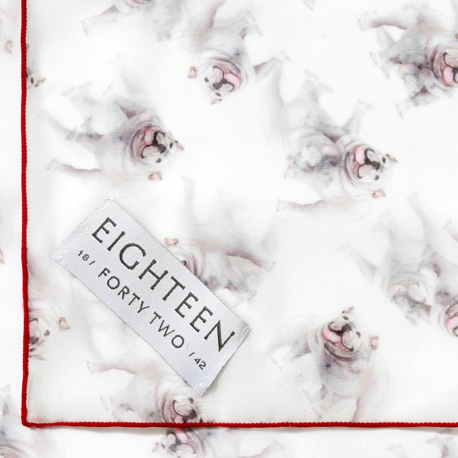 Bulldog print chiffon scarf square pattern detail