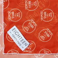 Burnt orange Give 'Em Hell Texas print chiffon scarf pattern detail