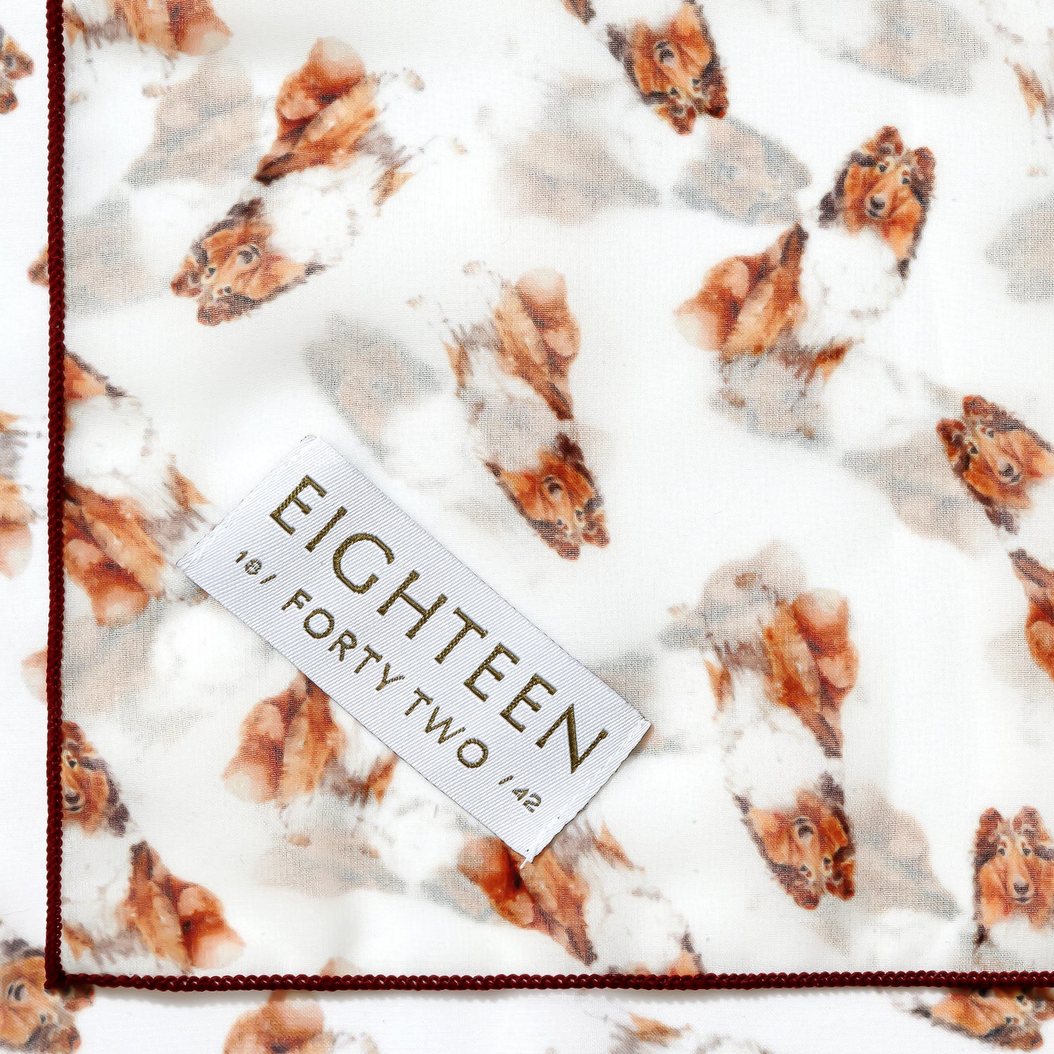 Texas A&M Collie motif chiffon scarf square pattern detail