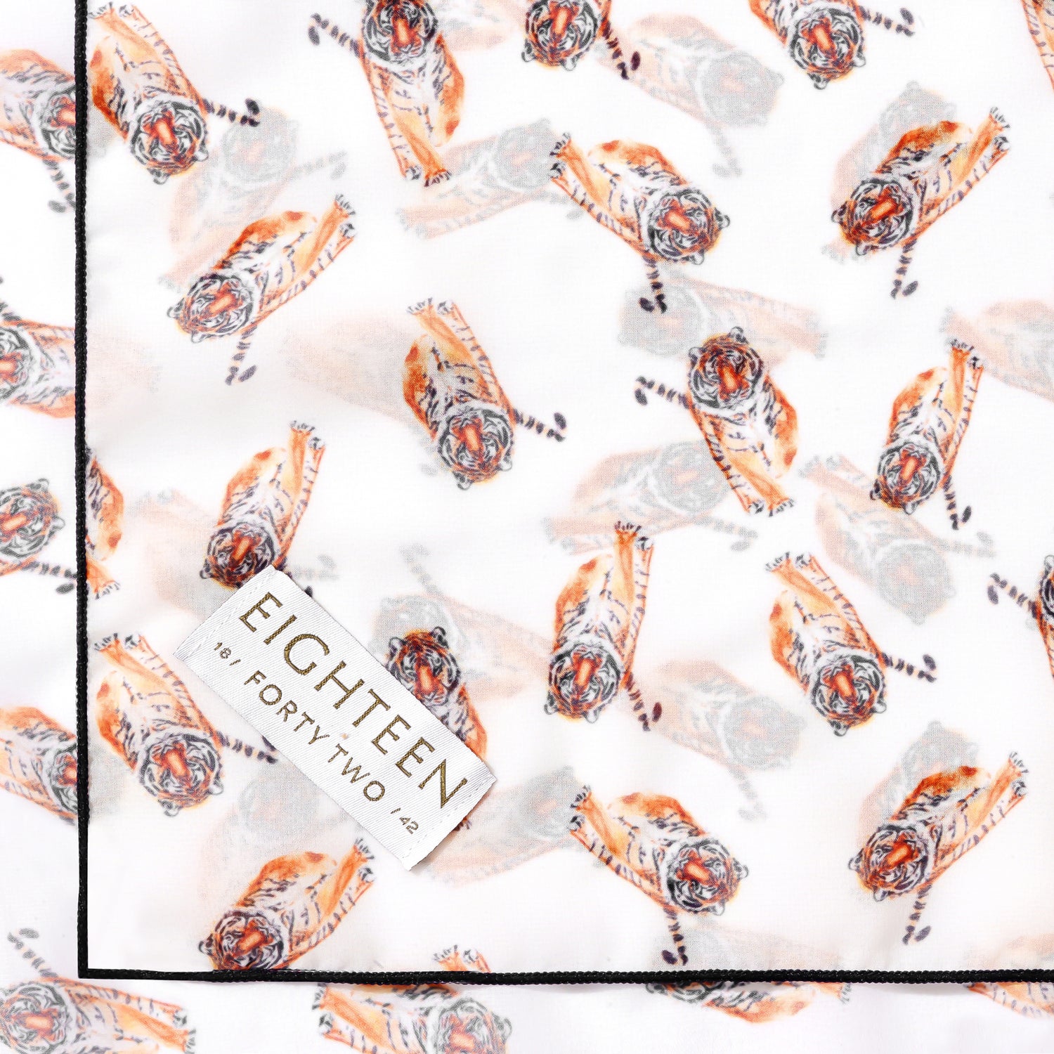 Orange Tiger Chiffon Scarf with Navy Blue Edging | 20" Square Scarf