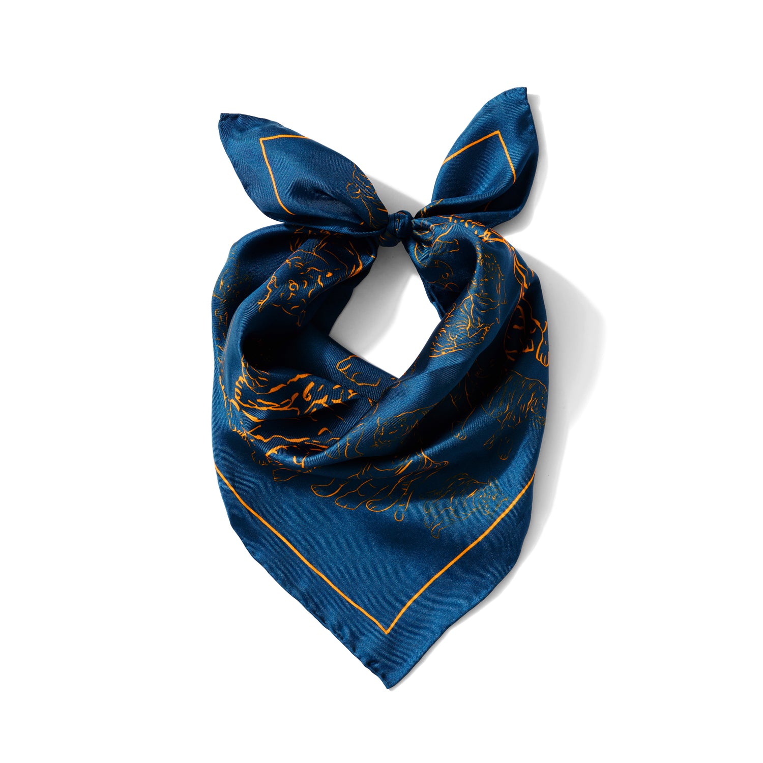 Auburn Tigers Outline Silk Twill Scarf | Navy & Orange 20" x 20"