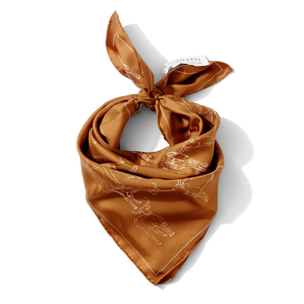 Texas Longhorn Outline Silk Twill Scarf | Burnt Orange 20" x 20"
