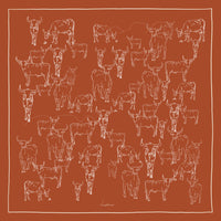 burnt orange longhorn silk crepe scarf 35 inch square