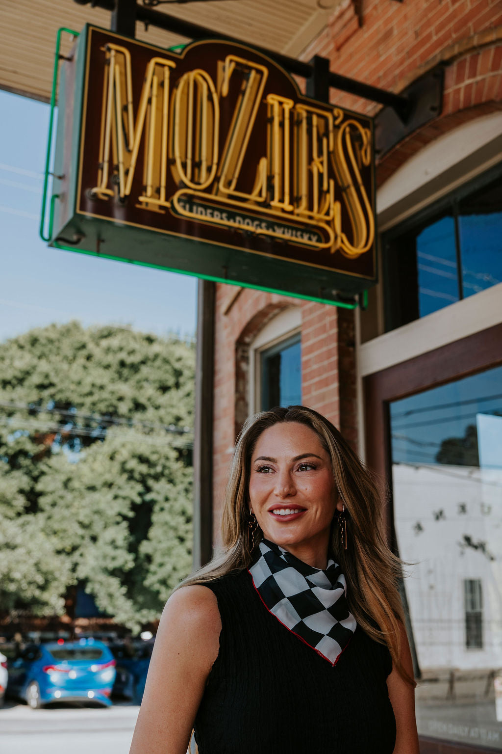 Black & White Checkered Chiffon Scarf | 20" Square Scarf