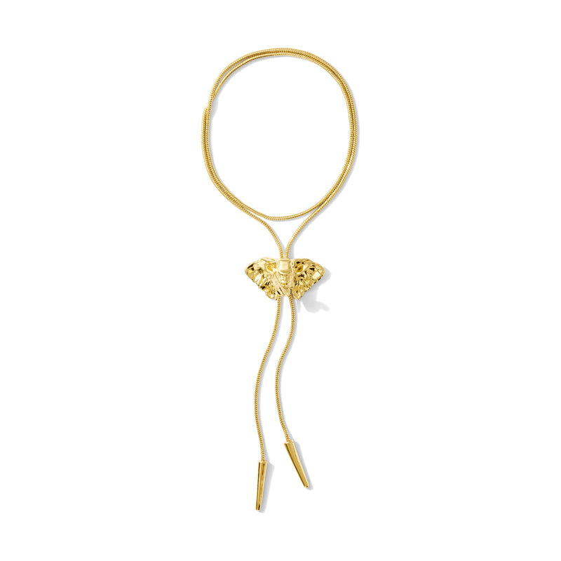 Elephant Bolo Tie Necklace | 14k Gold Plated Southern Elephant Necklace