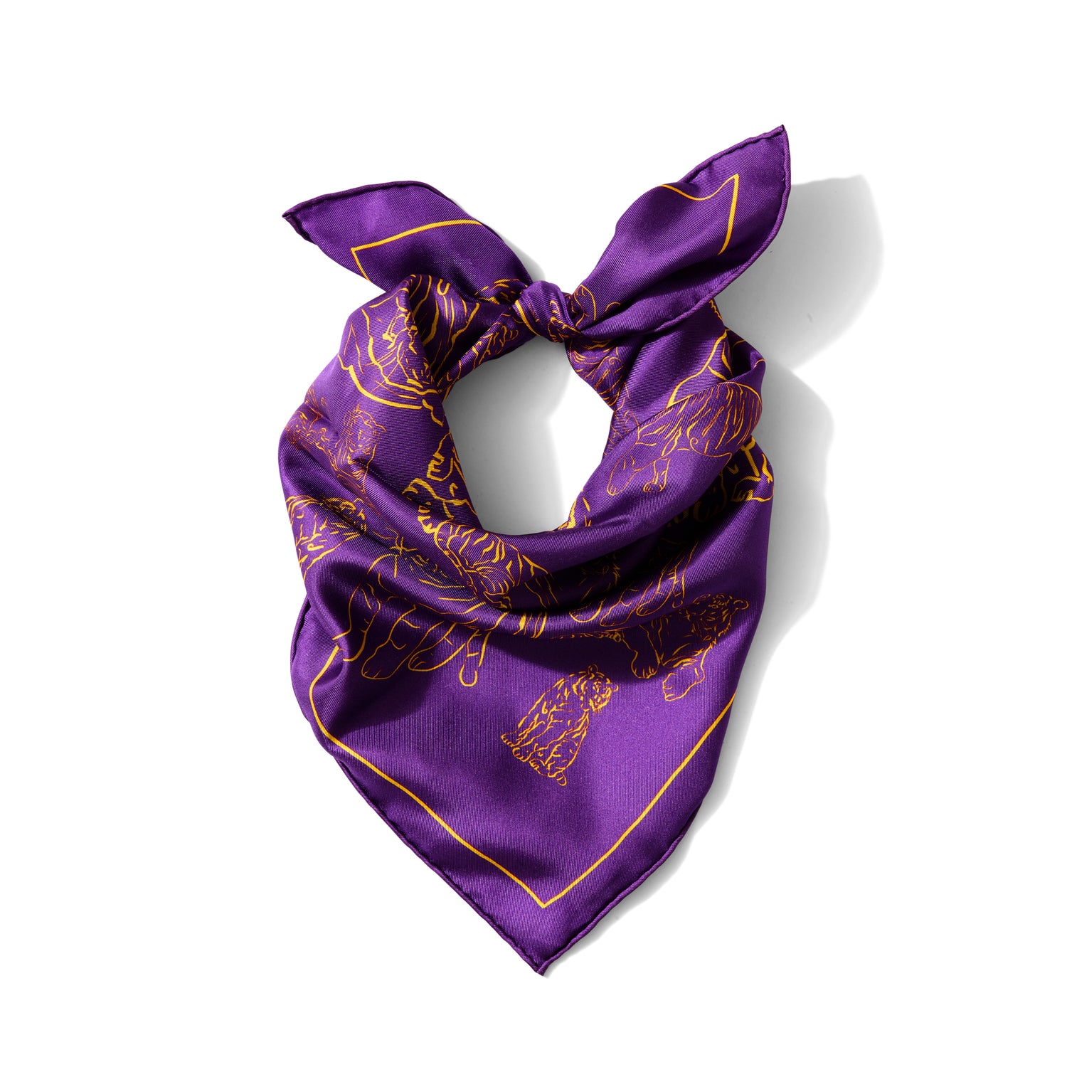 LSU Tigers Outline Silk Twill Scarf | Purple & Gold 20" x 20"