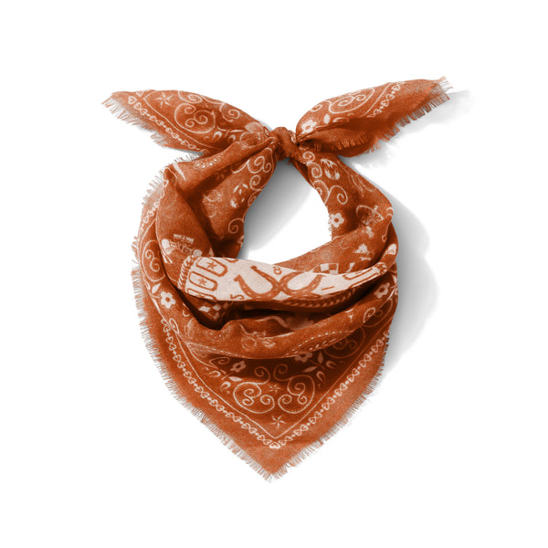 Burnt Orange Austin Texas Cashmere Scarf | 20" x 20" Square Scarf