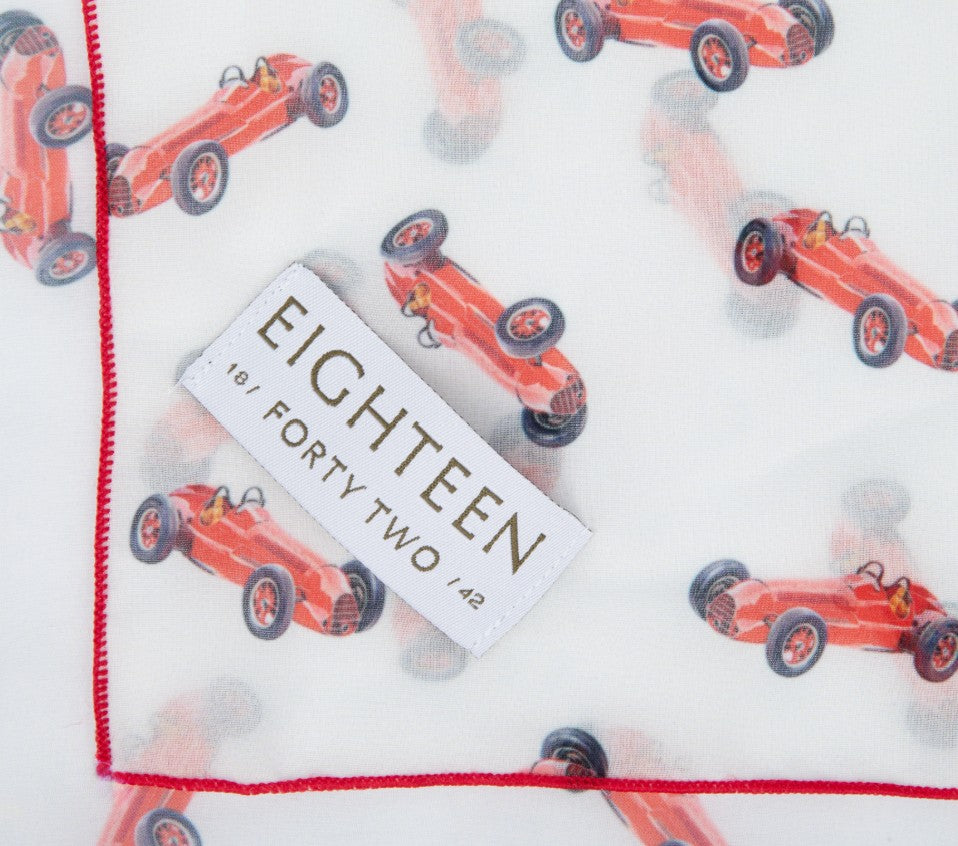 racing car print chiffon scarf detail