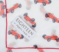 racing car print chiffon scarf detail