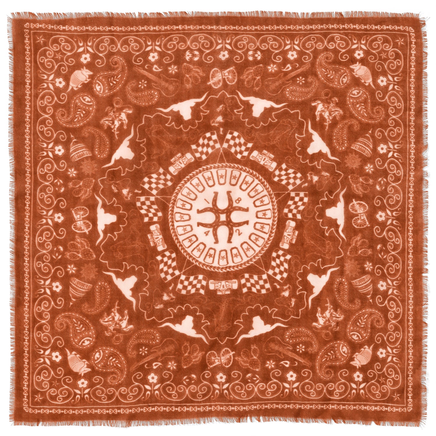 Burnt Orange Austin Texas Cashmere Scarf | 20" x 20" Square Scarf