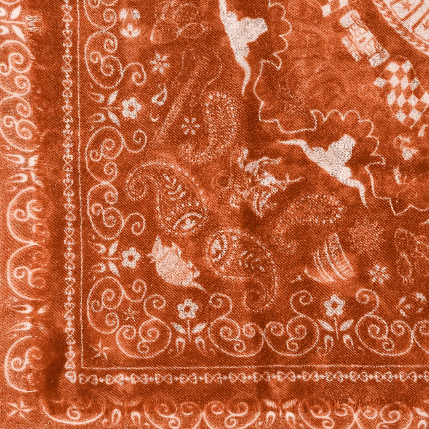 Burnt Orange Austin Texas Cashmere Scarf | 20" x 20" Square Scarf