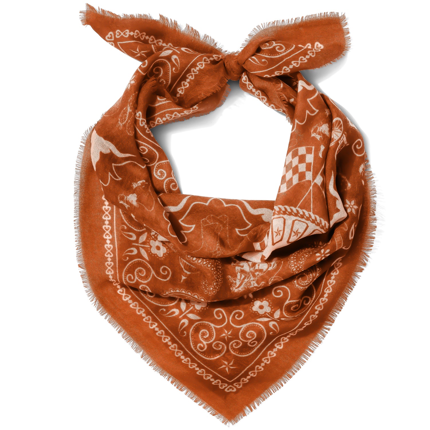 Burnt Orange Austin Texas Cashmere Scarf | 35" x 35" Square Scarf