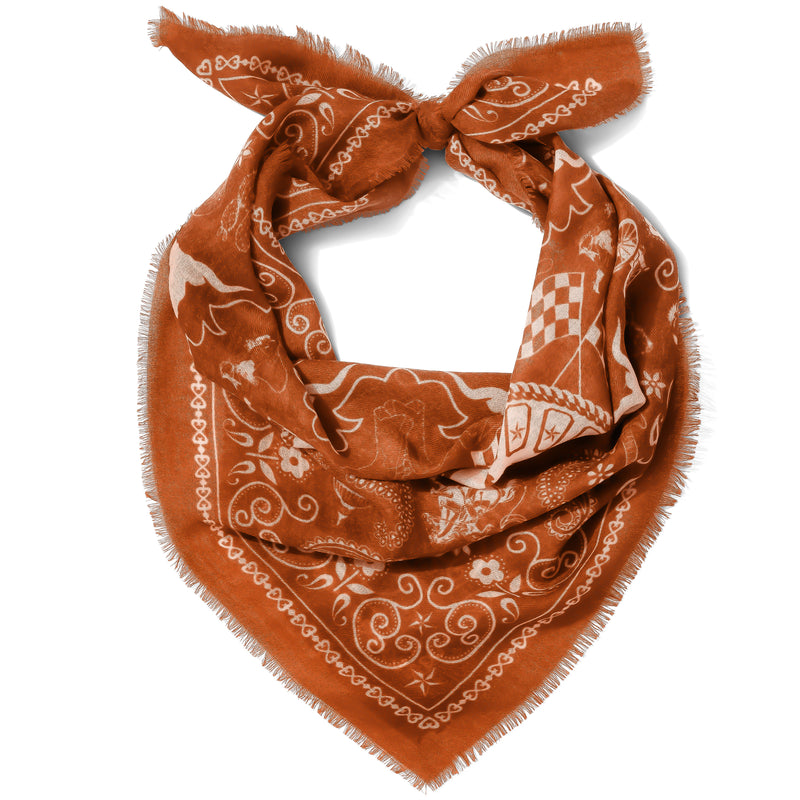 Burnt Orange Austin Texas Cashmere Scarf | 35" x 35" Square Scarf