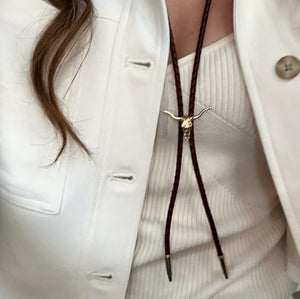 Longhorn Bolo Tie (Brown)